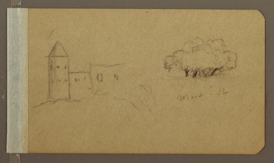 Dibujo, Torre, Árboles, marzo de 1862 de Frederic Edwin Church