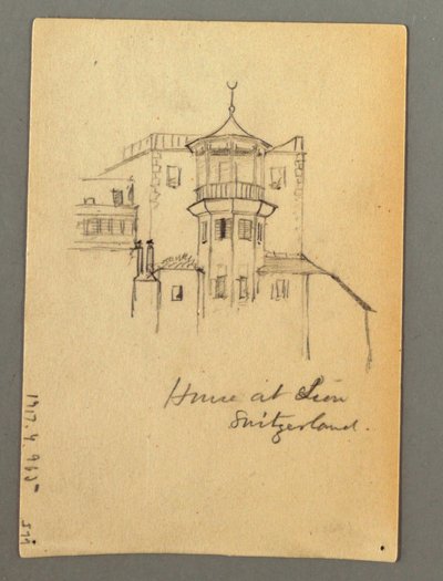 Dibujo, Torre del castillo, Sión, posiblemente 1868 de Frederic Edwin Church