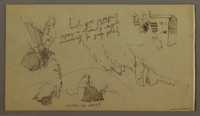 Dibujo, Pueblo bajo la cima de una montaña, Pueblo en la cima de una colina, posiblemente 1868-69 de Frederic Edwin Church