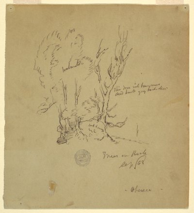 Dibujo, Árboles Obersee en los Alpes bávaros o meridionales, septiembre de 1868 de Frederic Edwin Church