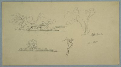 Dibujo, Árboles, una orilla con arbustos y árboles, septiembre de 1876 de Frederic Edwin Church
