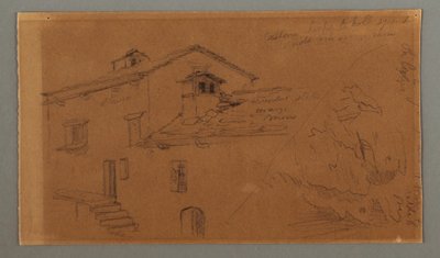 Dibujo, Dos casas, Roca, posiblemente 1868 de Frederic Edwin Church