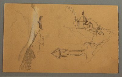 Dibujo, Valle, Torre, Iglesia, posiblemente 1868 de Frederic Edwin Church