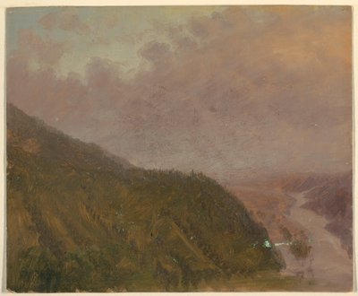 Dibujo, Valle desde lo alto de una colina (Europa), 1860-70 de Frederic Edwin Church
