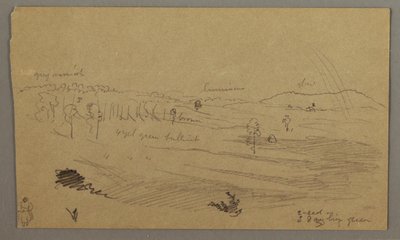 Dibujo, Valle, arco iris, posiblemente 1865-66 de Frederic Edwin Church