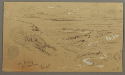 Dibujo, Vista a través de Wady el-Arabah, 20 de febrero, posiblemente 1868 de Frederic Edwin Church