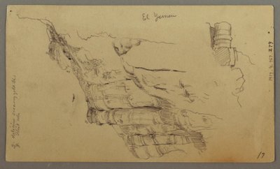 Dibujo, Vista a través de Wady el-Arabah, 20 de febrero, posiblemente 1868 de Frederic Edwin Church