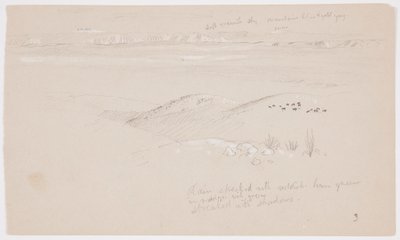 Dibujo, Vista de las colinas y la llanura hacia las montañas, Valle de El Yemen, febrero de 1868 de Frederic Edwin Church
