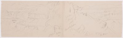 Dibujo, Vista de las colinas y la llanura hacia las montañas, Valle de El Yemen, febrero de 1868 de Frederic Edwin Church