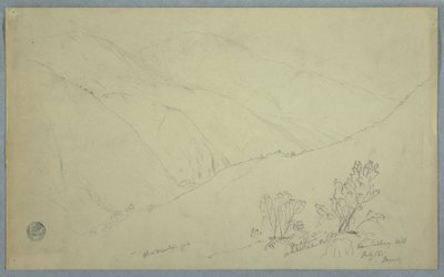 Dibujo, Vista del pico Blue Mountain, visto desde cerca de Salloway Hill, Jamaica, julio de 1865 de Frederic Edwin Church