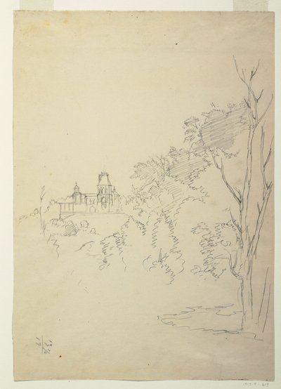 Dibujo, Vista de Olana, la casa del artista, Hudson, Nueva York, ca. 1872 de Frederic Edwin Church