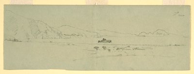 Dibujo, Vista de la península sorrentina de Capri, Italia, desde el noreste, 1869 de Frederic Edwin Church