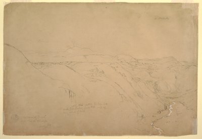 Dibujo, Volcán Puresé y el Río de Vinagre, Purese, Colombia, agosto de 1853 de Frederic Edwin Church