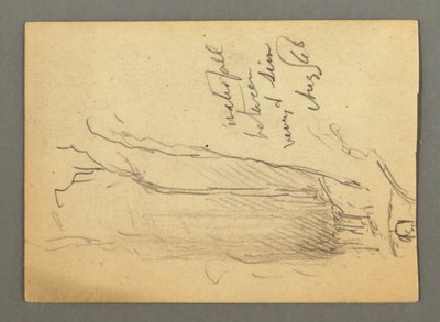 Dibujo, Cascada entre Veney y Sion, Valle del Ródano, Suiza, agosto de 1868 de Frederic Edwin Church