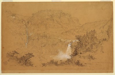 Dibujo, Cascadas cerca de la hacienda, Chillo, Ecuador, 26 de junio de 1857 de Frederic Edwin Church
