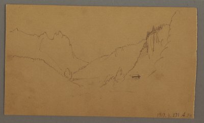 Dibujo, Camino sinuoso a través del valle, casa, posiblemente 1868 de Frederic Edwin Church