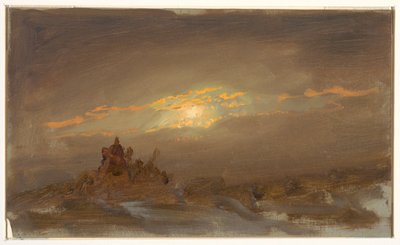 Dibujo, Paisaje invernal a la luz de la luna, ca. 1870 de Frederic Edwin Church