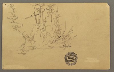 Dibujo, Ribera arbolada, posiblemente 1877 de Frederic Edwin Church