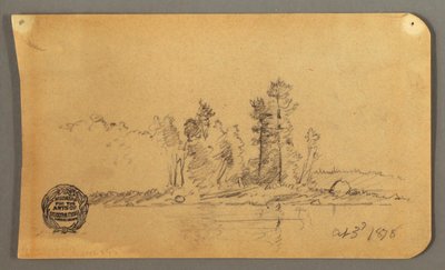 Dibujo, Orilla arbolada, 1878 de Frederic Edwin Church