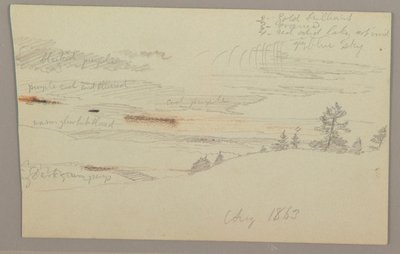 Dibujo, Ladera boscosa, Colina, 1863 de Frederic Edwin Church