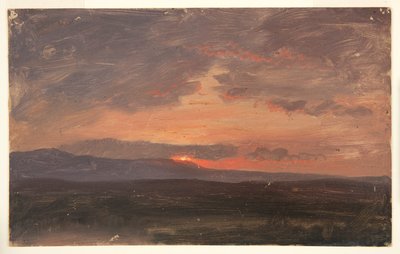 Valle del Hudson, Nueva York con el sol poniéndose detrás de las montañas Catskill de Frederic Edwin Church