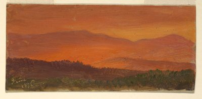 Valle del Hudson y Montañas Distantes al Atardecer de Frederic Edwin Church