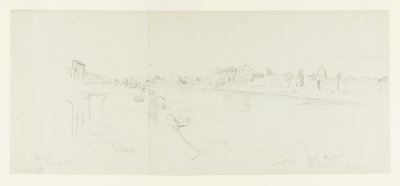 Vista panorámica de Roma desde las orillas del río Tíber, con vistas lejanas del Castillo de Sant Angelo, la Villa de Claudio y la Basílica de San Pedro, Parte 1 de Frederic Edwin Church