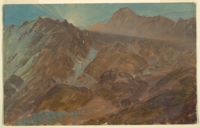 Picos y glaciar al amanecer, Alpes berneses, Suiza de Frederic Edwin Church