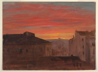 Azoteas al atardecer desde el Pincio, Roma de Frederic Edwin Church
