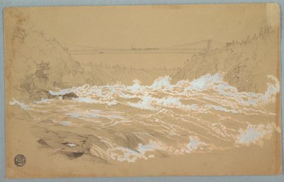 La garganta, Niágara, mirando hacia el puente colgante de Frederic Edwin Church