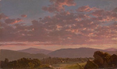 Crepúsculo en las Catskills 1849 (Óleo sobre cartón fresado) de Frederic Edwin Church