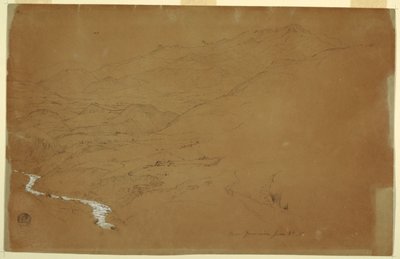 Valle con un arroyo y casas, cerca de Guaranda, Ecuador de Frederic Edwin Church