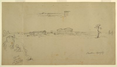 Vistas de la Basílica y el Templo de Neptuno, Paestum, Italia de Frederic Edwin Church