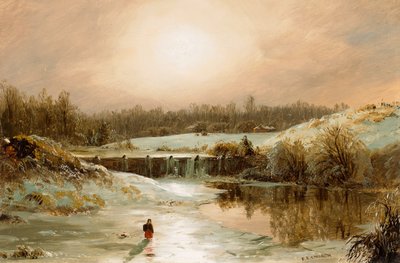 Escena invernal en Hartford, c.1846-1847 (óleo sobre lienzo) de Frederic Edwin Church