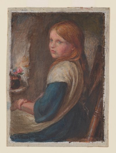 Estudio de una joven sentada, c.1870 (acuarela, gouache y goma arábiga sobre papel) de Frederic James Shields