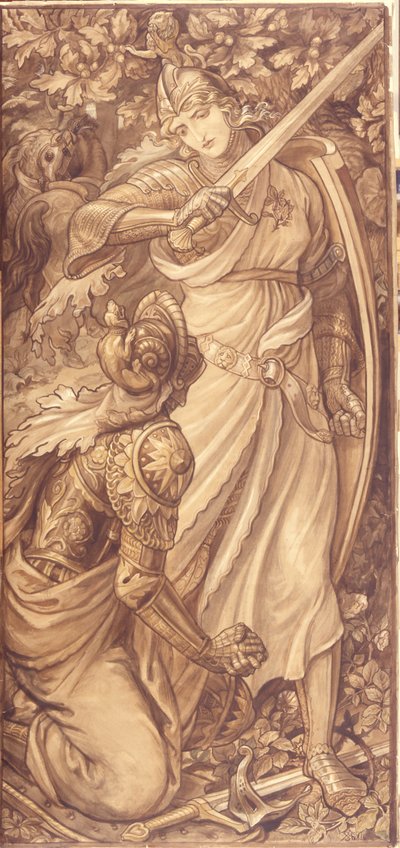 The Victor (acuarela y realce de blanco de plomo sobre papel) de Frederic James Shields