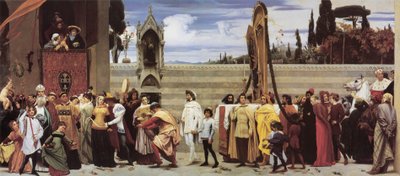 La célebre Virgen de Cimabue procesiona por las calles de Florencia". de Frederic Leighton
