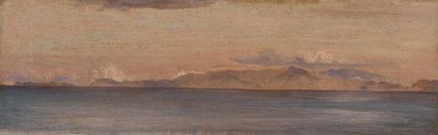Vista lejana de las montañas del mar Egeo de Frederic Leighton