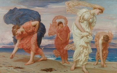 Niñas griegas recogiendo guijarros en la playa de Frederic Leighton
