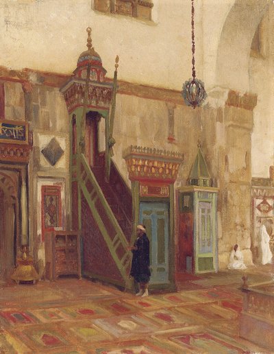 Interior de una mezquita de Mimbar de la Gran Mezquita de Damasco de Frederic Leighton
