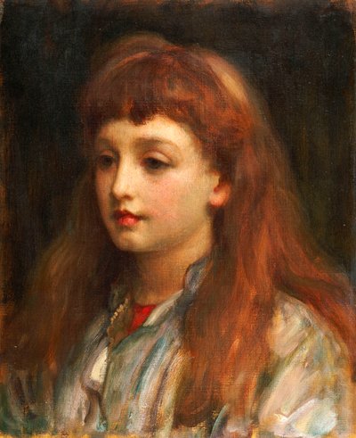 Retrato de una niña, cabeza y hombros de Frederic Leighton