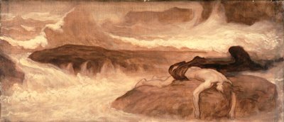 La muerte de Leander, panel predela de La última guardia de Hero de Frederic Leighton