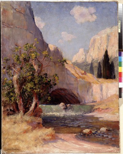 Vista de la Fontaine du Vaucluse Paisaje de Provenza. Pintura de Frederic Montenard (1849-1926) Dim. 65x50,5 cm Mención obligatoria: Colección fondation regards de Provence, Marsella de Frederic Montenard