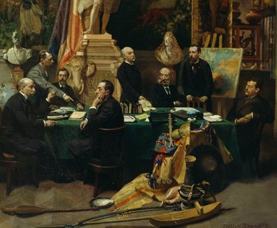 Jules Ferry recibiendo a los delegados de las colonias en noviembre de 1892 de Frederic Regamey