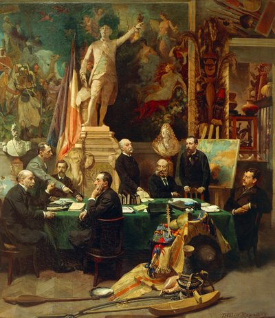 Jules Ferry recibiendo a los delegados de las colonias en noviembre de 1892 de Frederic Regamey