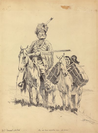 Un Hombre de Montaña de Antaño con Sus Ponis, 1888 de Frederic Remington