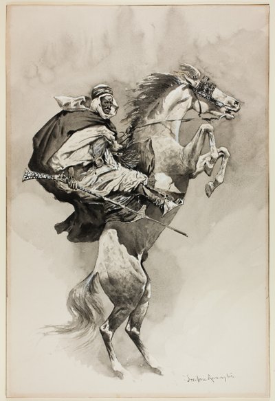 "As They Threw their Animals Back upon their Haunches", ilustración para An Arabian Day and Night, en Harper