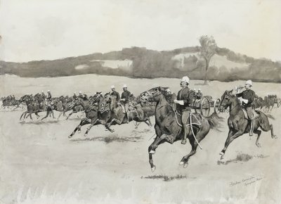 Batería K en ejercicio en las colinas de Berkshire, Massachusetts de Frederic Remington