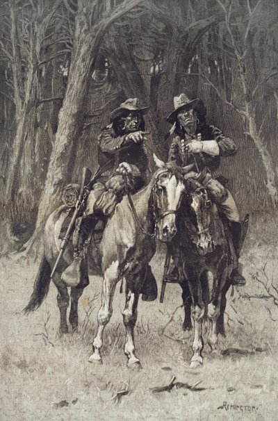 Exploradores cheyenne patrullando el Gran Bosque del Norte Canadiense, Oklahoma, 6 de abril de Frederic Remington