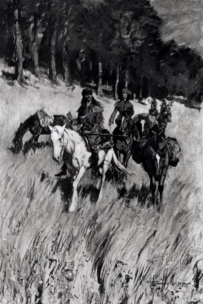 Primeros pioneros en Blue Ridge, grabado por F. H. Wellington, de 